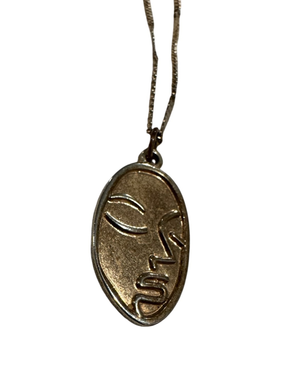 Face Pendant Gold Toned Necklace